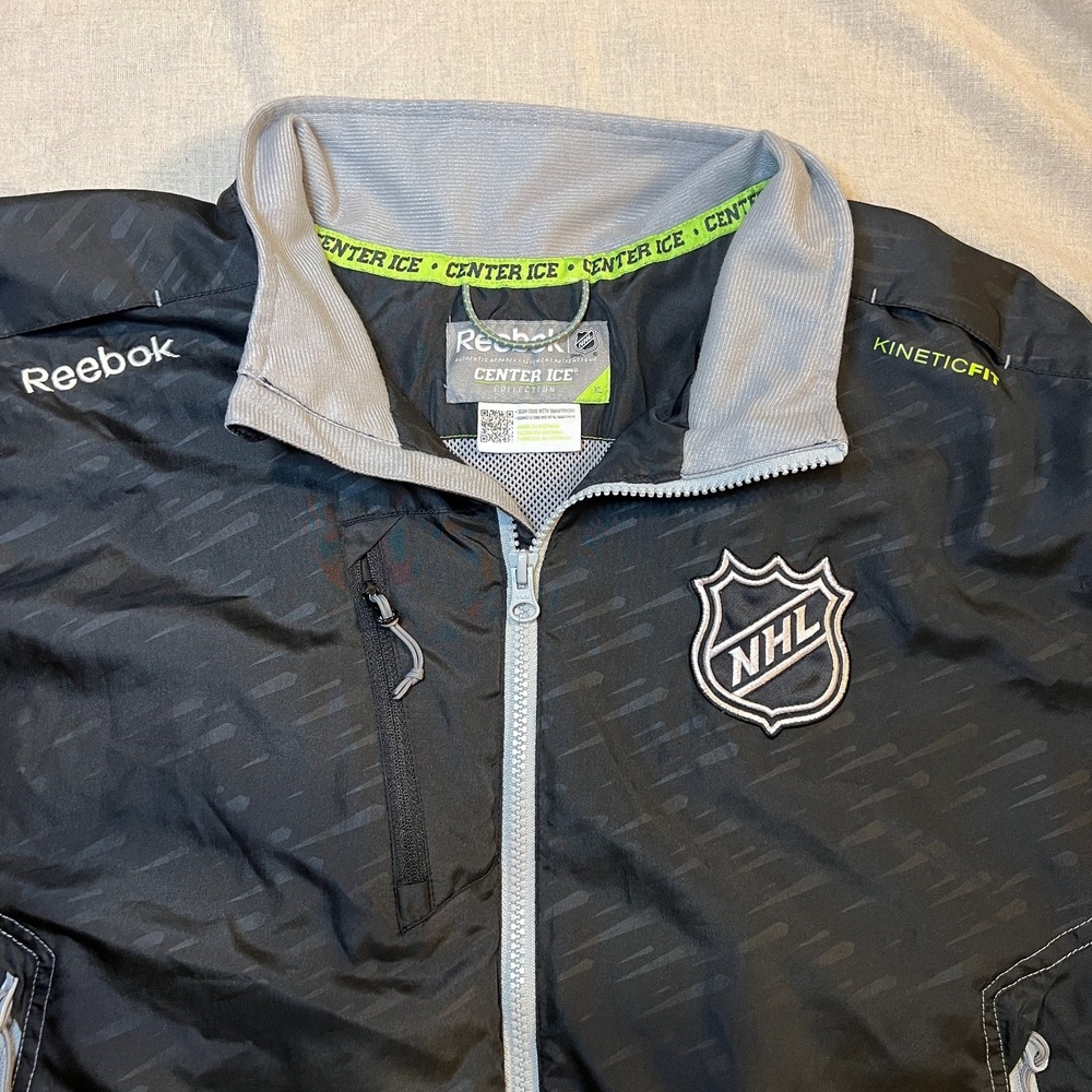 Reebok NHL Center Ice KineticFit Jacket Mens XL Black Hockey Windbreaker Rink - Picture 2 of 13